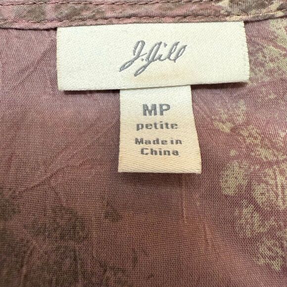J Jill Silk Floral Wrap Boho Blouse Top Flutter Tunic Paisley Medium M - Picture 3 of 7